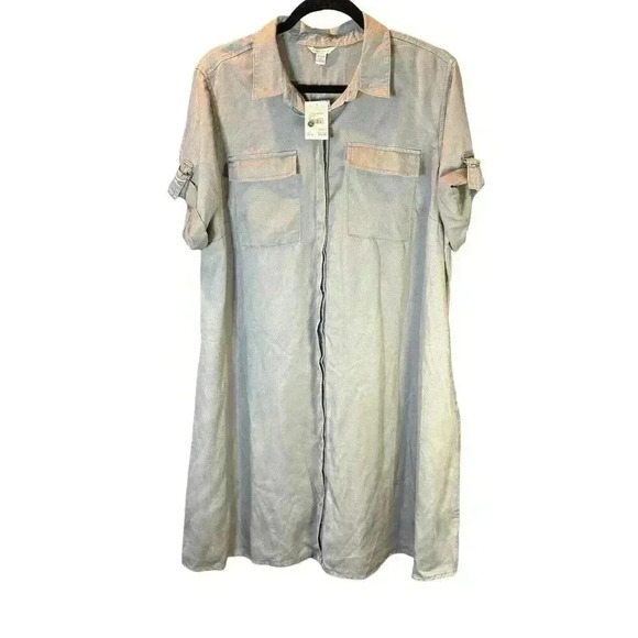Cato Monoadmiral Limestone NWT Button Up Mini Dress Size 14/16 Plus - Picture 1 of 6